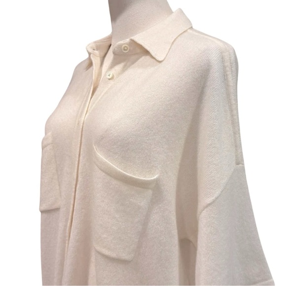 NEW NakedCashmere Ecru Rue Button-Up Cashmere Top Cream White Shirt - Picture 9 of 14